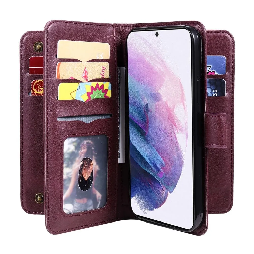 10-slot wallet case for Samsung Galaxy S22 Plus - Wine Red