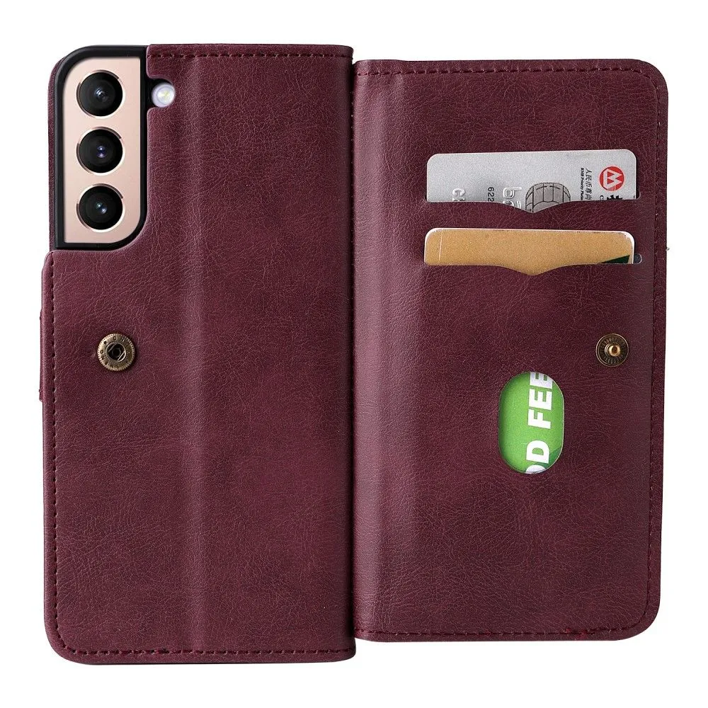 10-slot wallet case for Samsung Galaxy S22 Plus - Wine Red