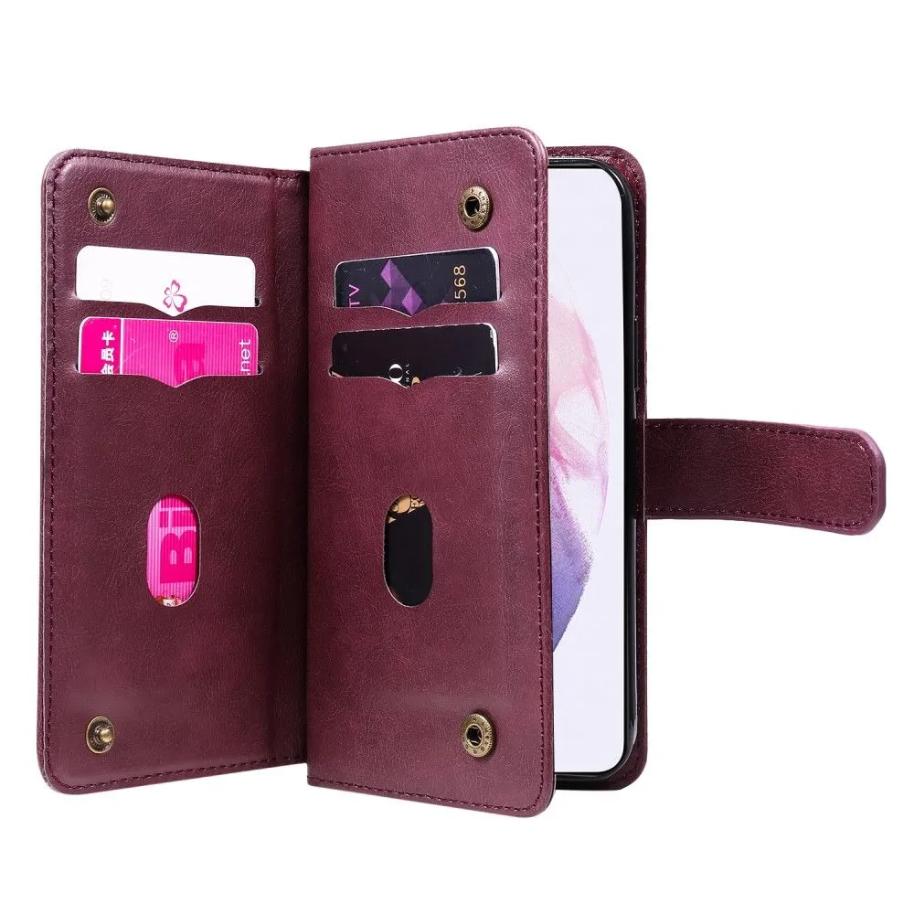 10-slot wallet case for Samsung Galaxy S22 Plus - Wine Red