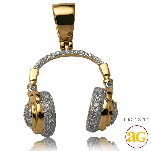 10KY 1.10CTW DIAMOND HEADPHONES PENDANT