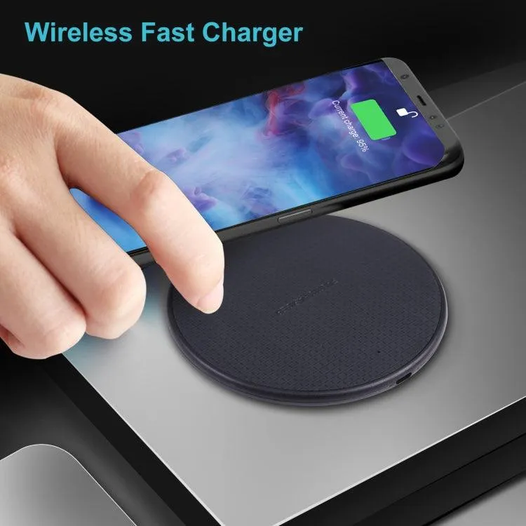 10W QI Wireless Charger in Stylish Plaid Design – Round Plastic Charging Pad