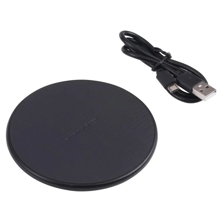 10W QI Wireless Charger in Stylish Plaid Design – Round Plastic Charging Pad