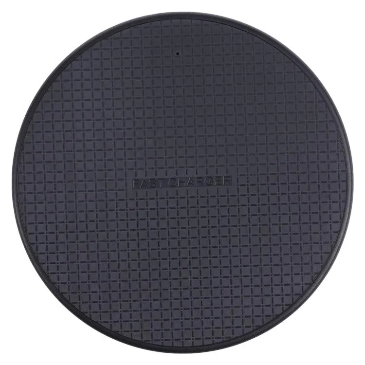 10W QI Wireless Charger in Stylish Plaid Design – Round Plastic Charging Pad