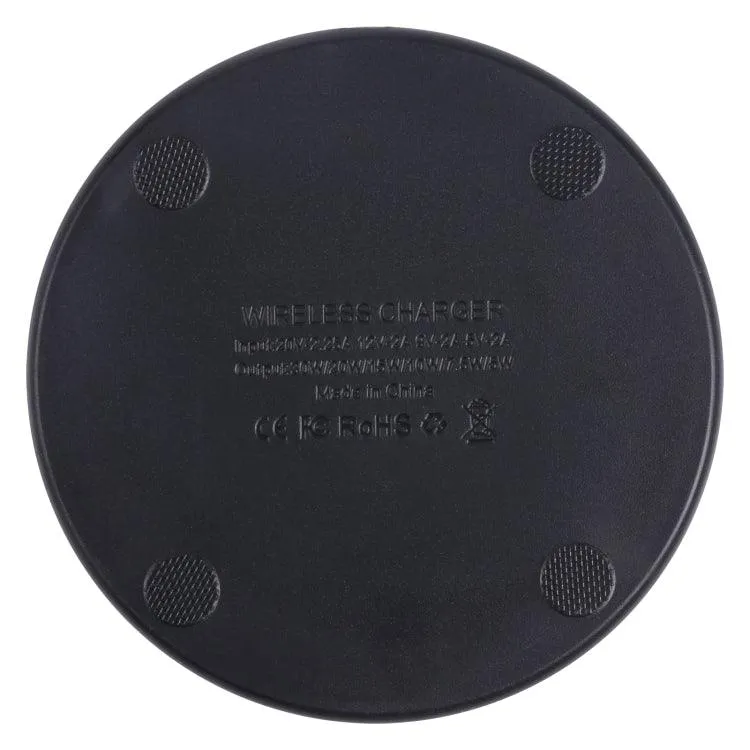 10W QI Wireless Charger in Stylish Plaid Design – Round Plastic Charging Pad