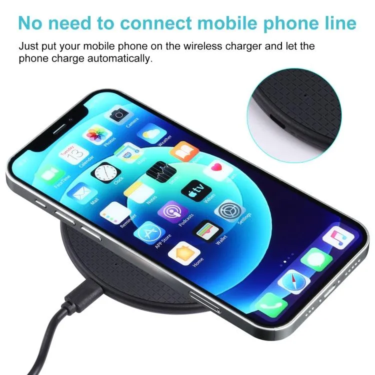 10W QI Wireless Charger in Stylish Plaid Design – Round Plastic Charging Pad