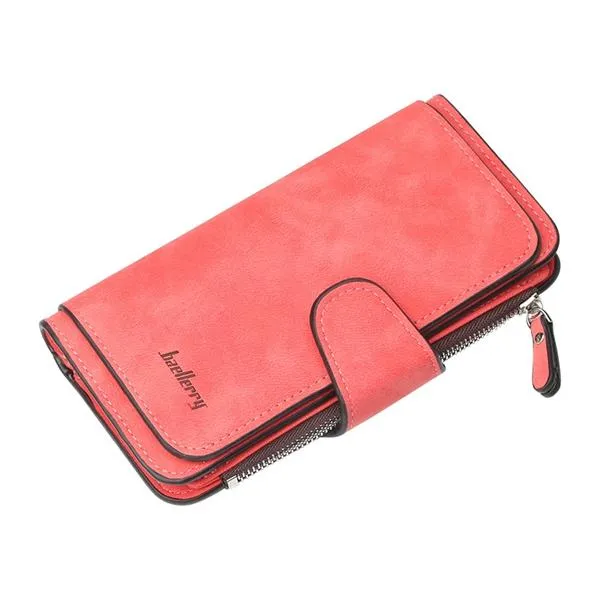 14 Card Slots Woman Four Fold Wallet Purse Faux Leather Card Multi Card Slots Phone Bag