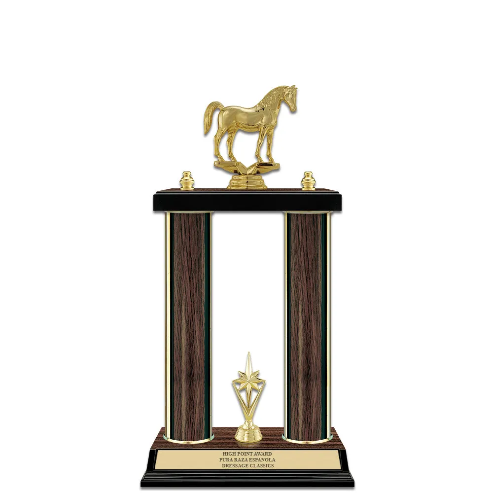 15" Walnut Finished Award Trophy With Trim