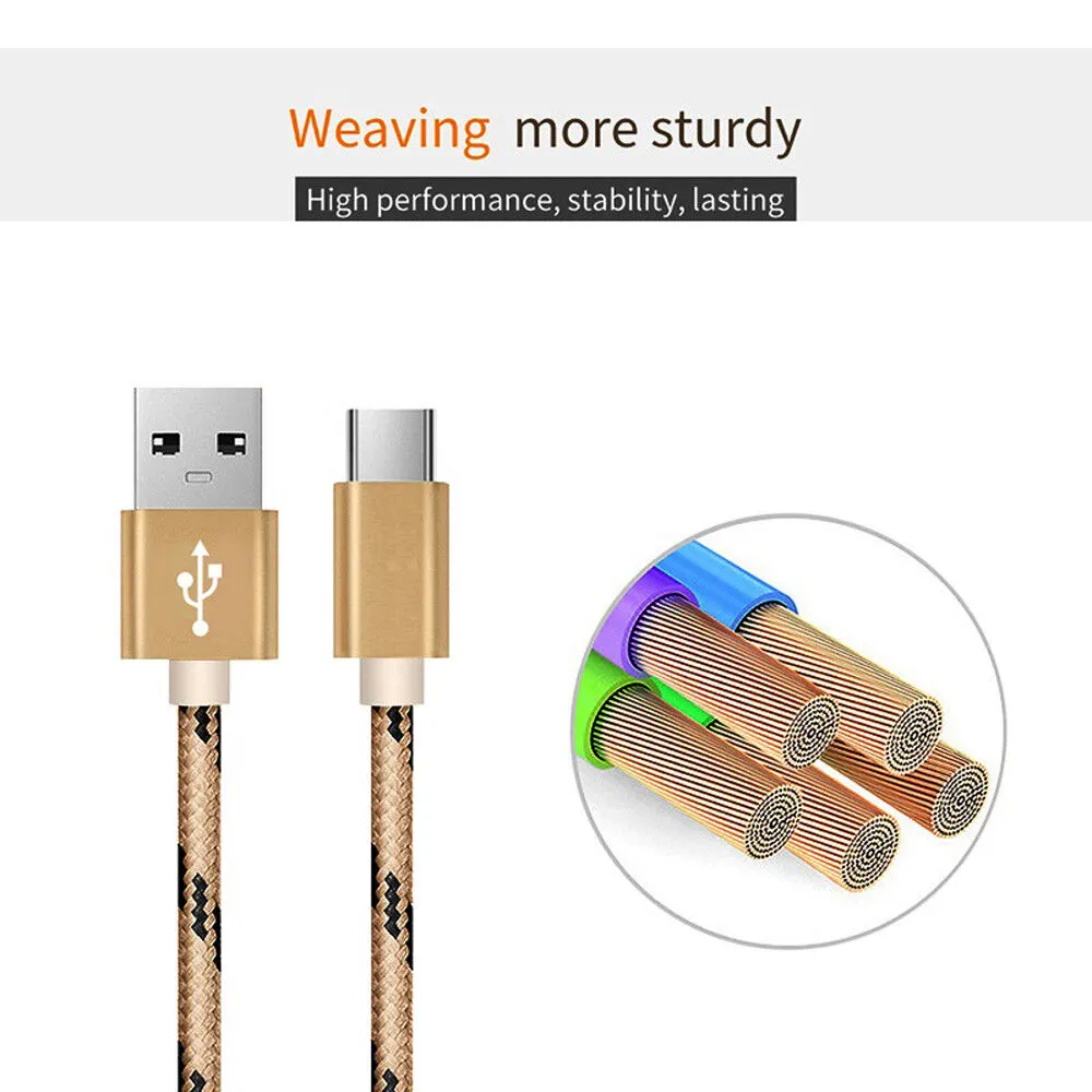 1M Fast Charging USB Type C Cable For Samsung Galaxy S series A series Note Tab LG Huawei HTC Google Pixel Android – Rose Gold