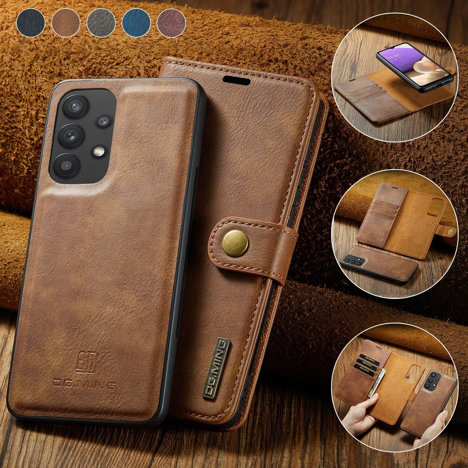 2 in 1 Removable Magnetic Wallet Flip Case For Samsung Galaxy S24 S23