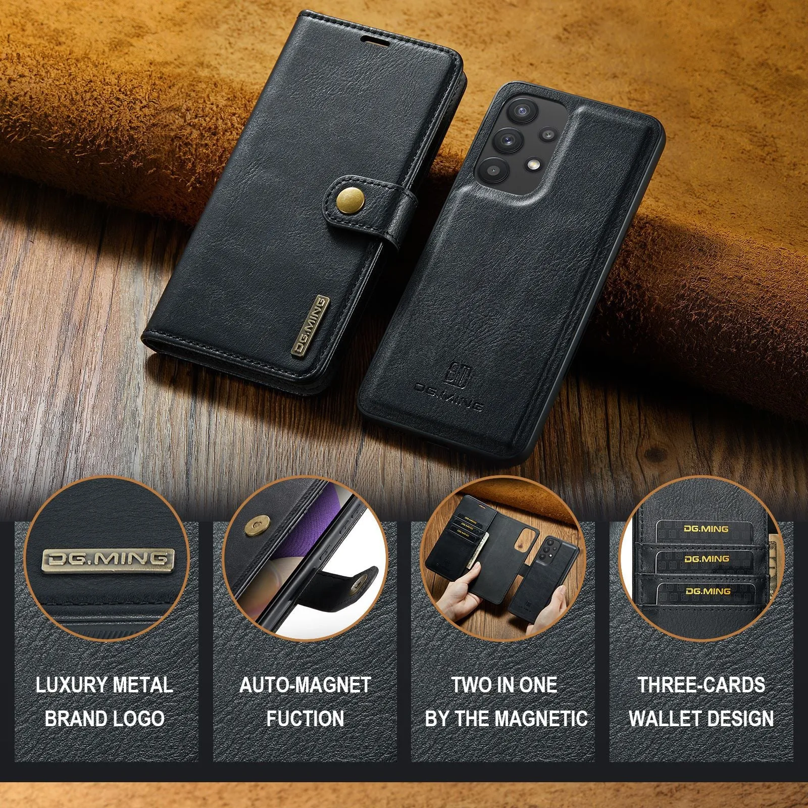 2 in 1 Removable Magnetic Wallet Flip Case For Samsung Galaxy S24 S23