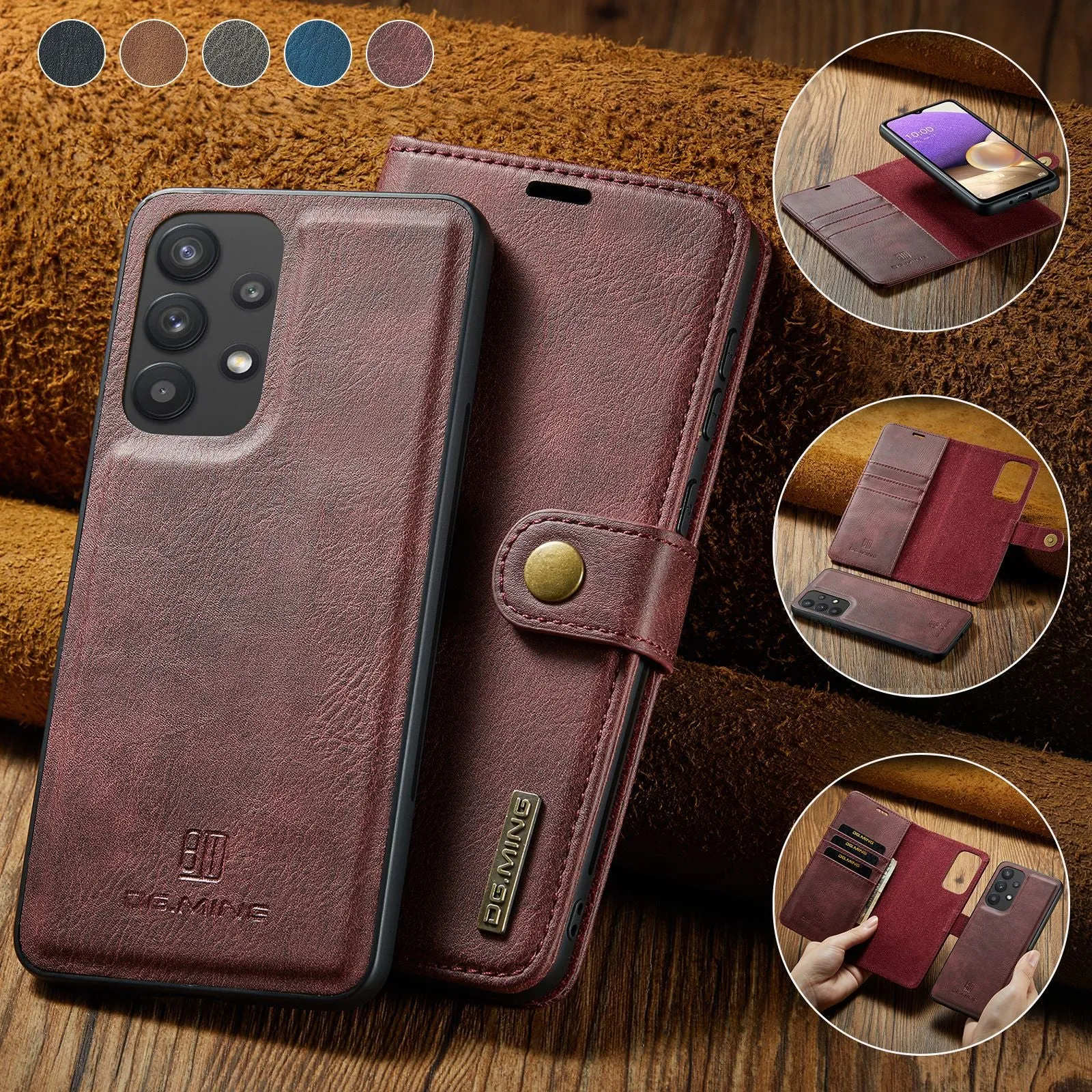 2 in 1 Removable Magnetic Wallet Flip Case For Samsung Galaxy S24 S23