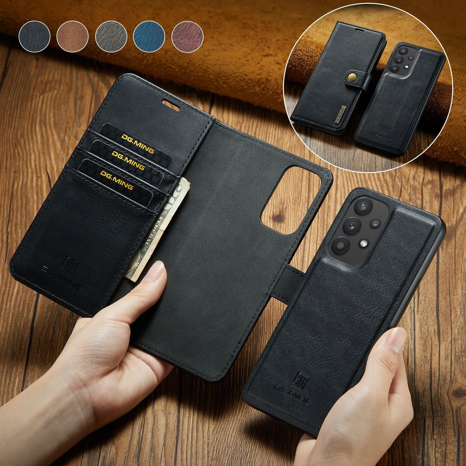 2 in 1 Removable Magnetic Wallet Flip Case For Samsung Galaxy S24 S23