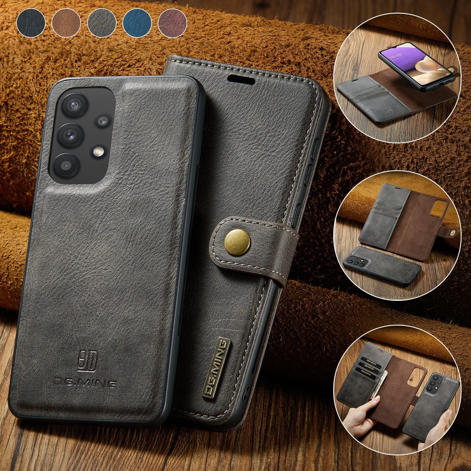 2 in 1 Removable Magnetic Wallet Flip Case For Samsung Galaxy S24 S23