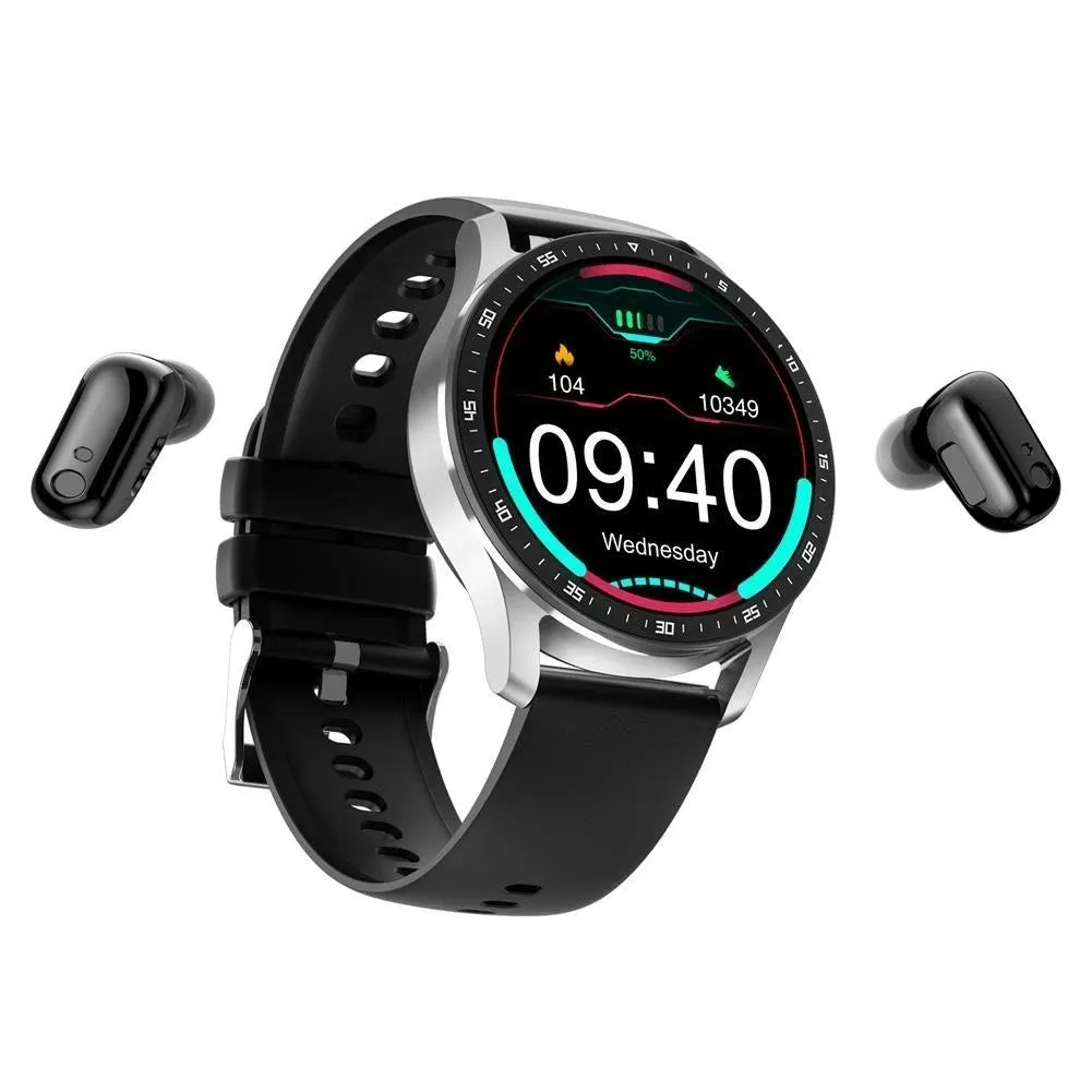 2 in 1 Smart Watch With Bluetooth Earbuds TWS Heart Rate Blood Pressure Monitor