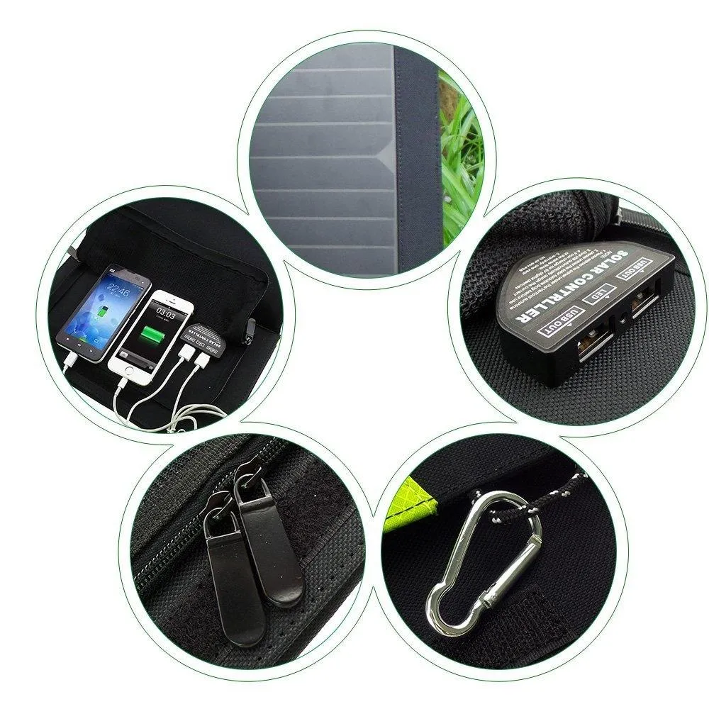 20 Watt Folding Solar Panel Portable Batter Charger For iPhone Tablets and Smartphones