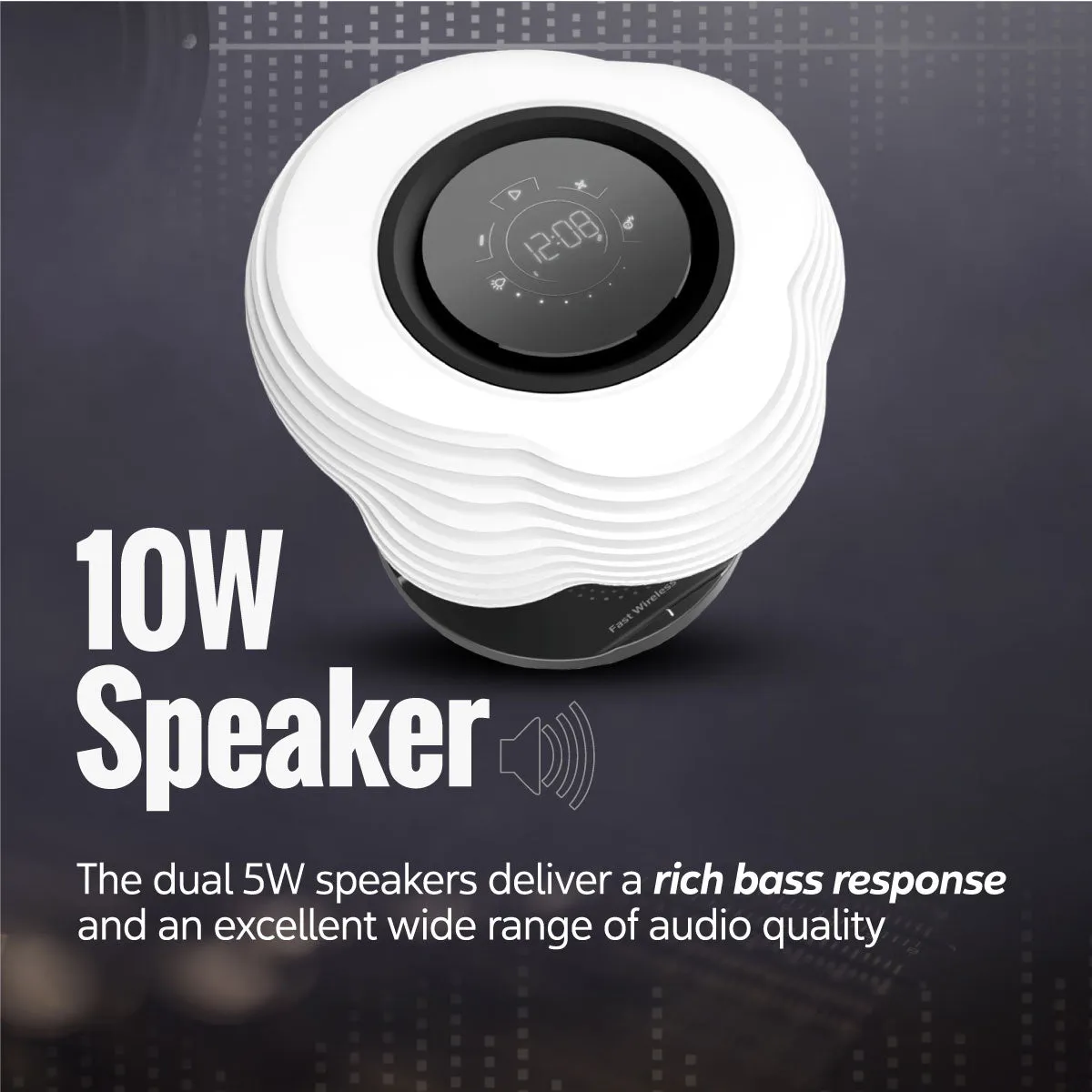 3-in-1 Cloud Design Wireless Speaker with LED Nightlight and Wireless Charger