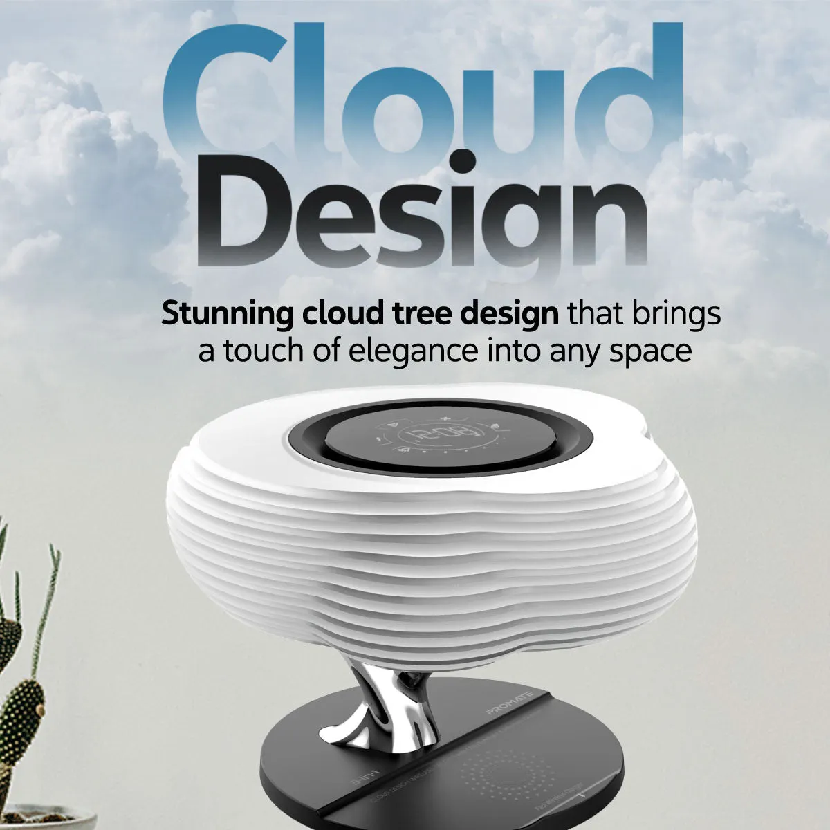 3-in-1 Cloud Design Wireless Speaker with LED Nightlight and Wireless Charger