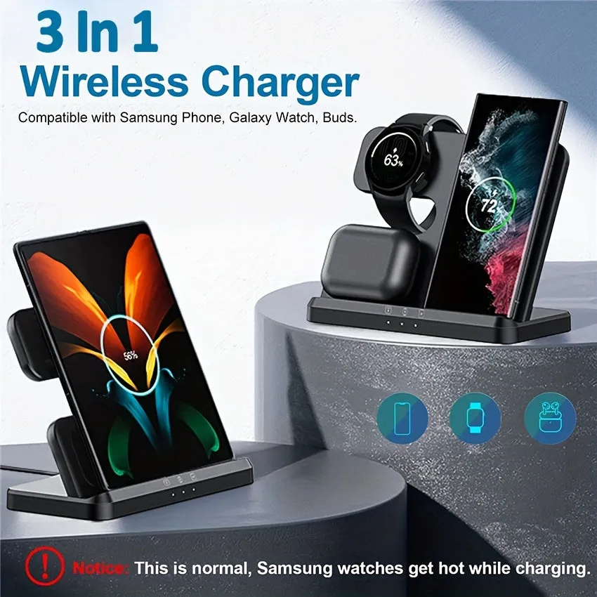 30W 3 in 1 Wireless Charger Stand for Samsung S22 Ultra S21 S20 Galaxy Watch 5 4 3 Active 2 Buds  Fast Charging Dock Station