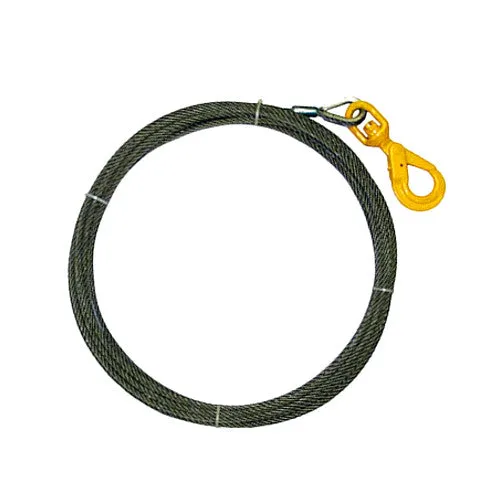 3/8" x 150' Steel Core Winch Cable with Self Locking Swivel Hook