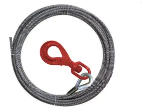 5/8" Steel Core Winch Cable with Swivel Self Locking Hook