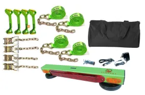 8-Point Diamond Weave Hi-Vis Green Tie Down Kit w/Lithium Tow Light