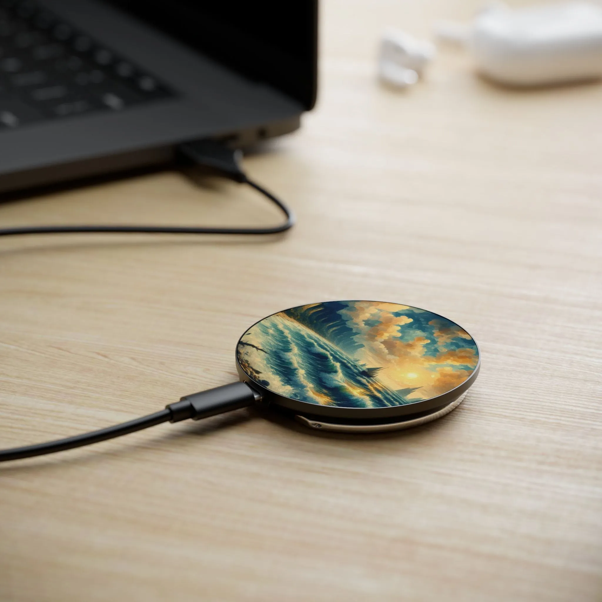 A wavy sea and sunset Magnetic Induction Charger