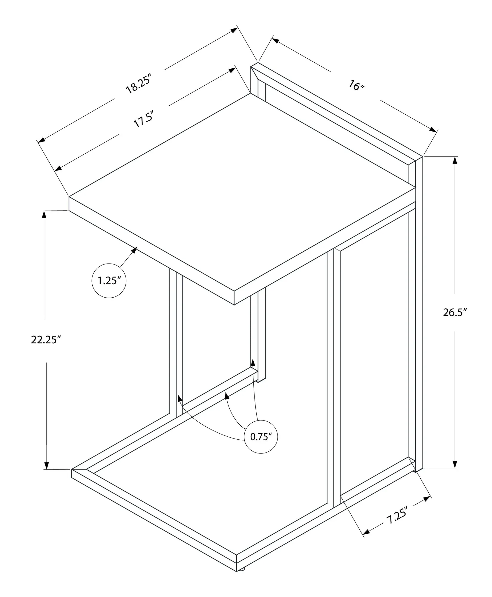 Accent Table - 25"H / Grey Cement / Chrome Metal