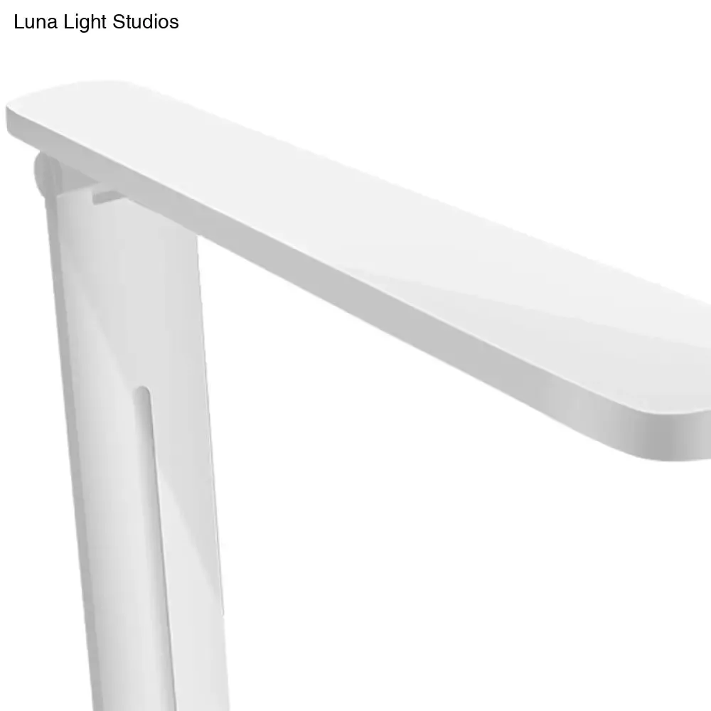 Adjustable White Oblong Shade Desk Lamp with Phone Holder - Modern Plastic Desk Light