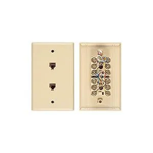 Allen Tel AT217SM-6-EI Flush Mount Duplex Smooth Phone Wall Jack, 6-Conductor, Electric Ivory