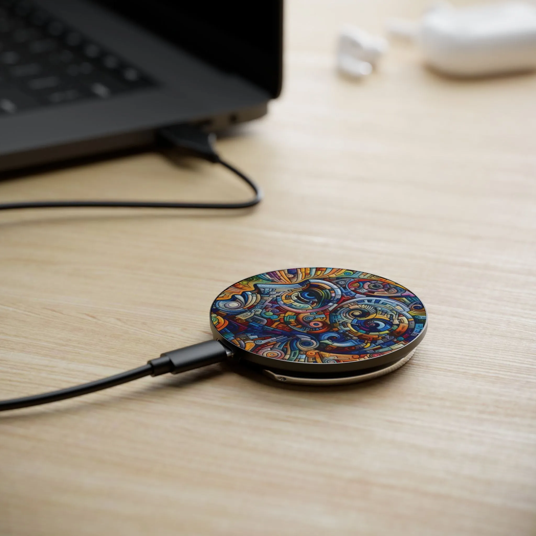 An abstract colorful face design Magnetic Induction Charger