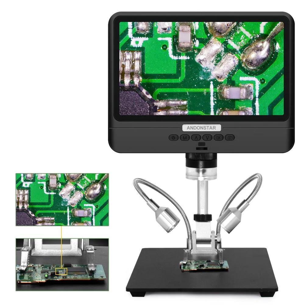 Andonstar AD208S 5X-1200X Digital Microscope -  8.5in LCD Display, ideal for soldering