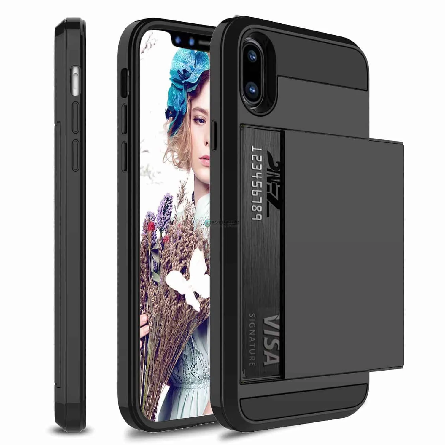 Apple iPhone X/Xs Credit Card Wallet Phone Case Black