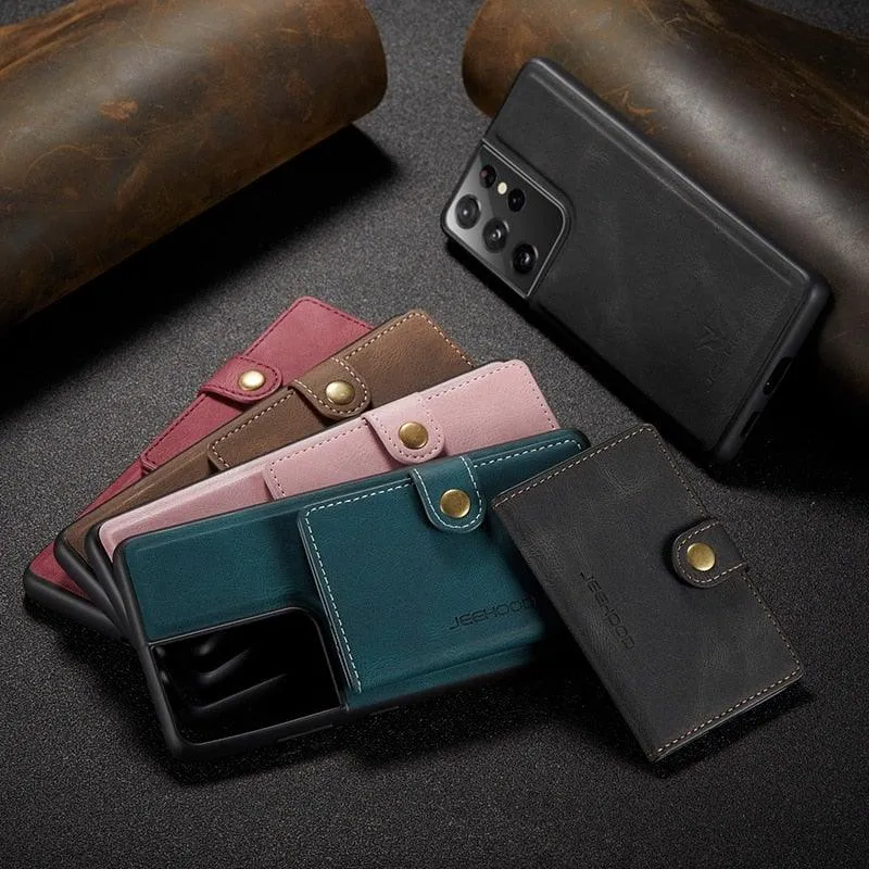 Apricus Leather Magnetic Wallet Galaxy Case For Series S24