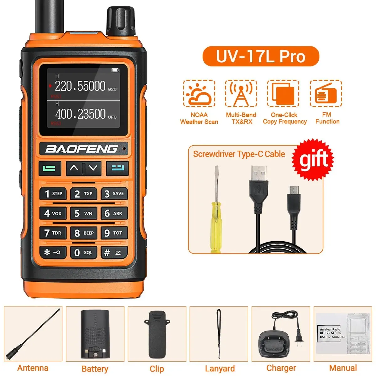 BaoFeng UV-17 Pro V2 Walkie Talkie Wireless Copy Frequency 16 KM Long Range Waterproof Poweful Two Way Radio UV-5R S22 Ham Radio