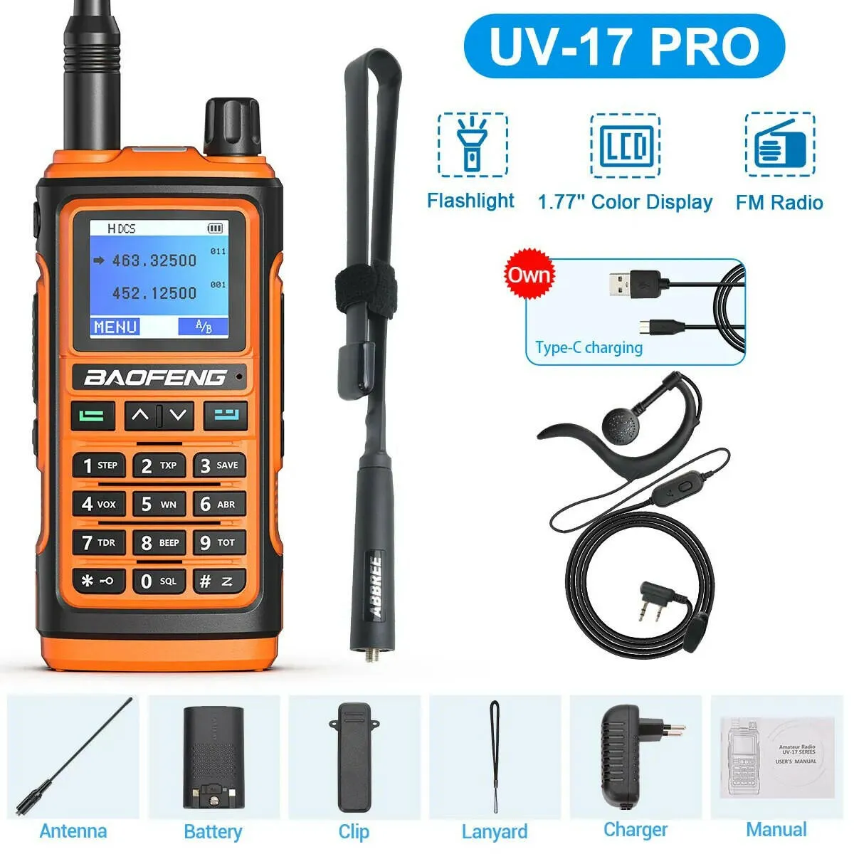 BaoFeng UV-17 Pro V2 Walkie Talkie Wireless Copy Frequency 16 KM Long Range Waterproof Poweful Two Way Radio UV-5R S22 Ham Radio