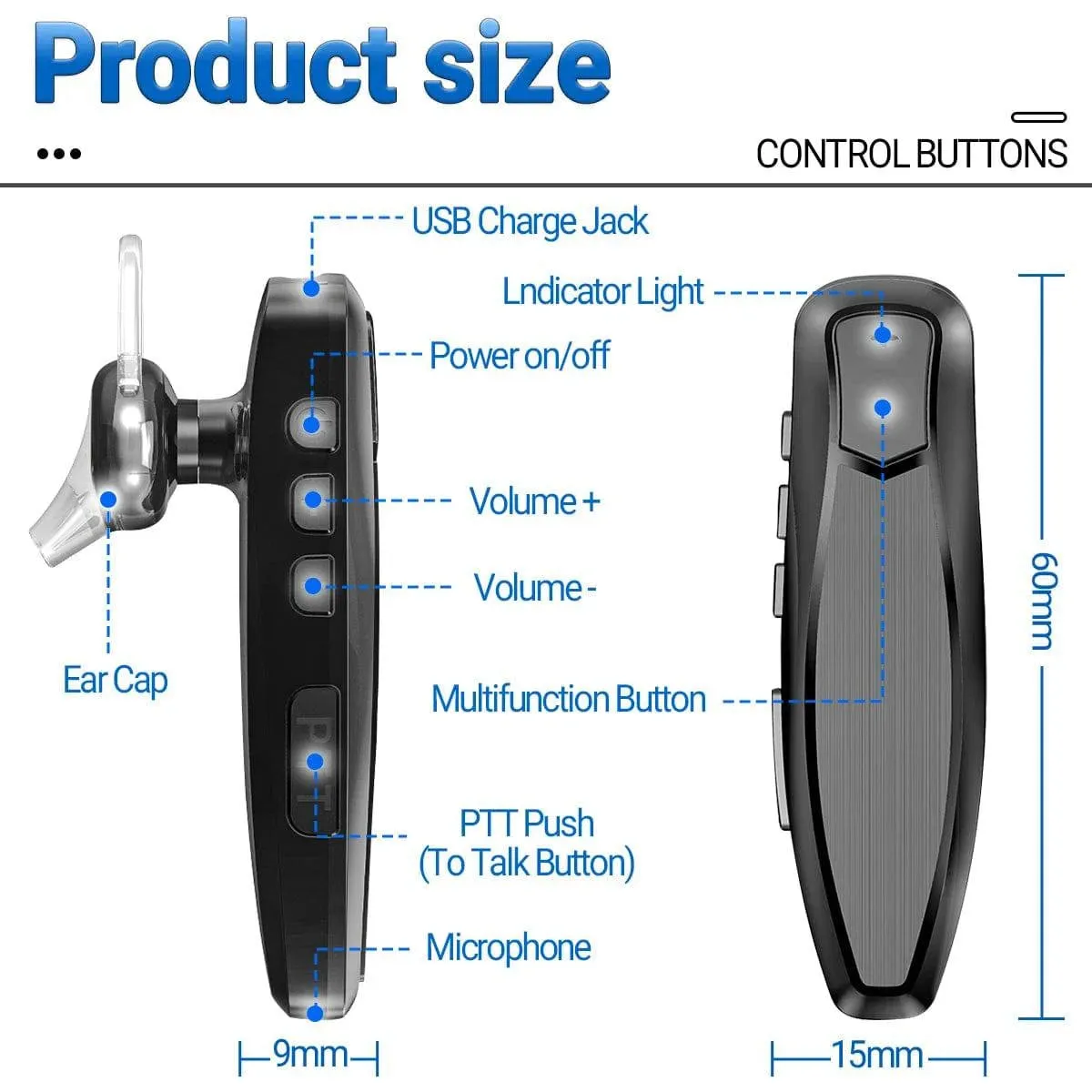 Baofeng Walkie Talkie Wireless Bluetooth PTT Headset Earpiece Hands-free K Plug For Kenwood Microphone Headset UV-5R BF-888S K5