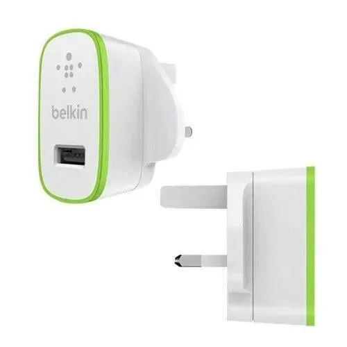 Belkin Boost UP Universal 3-Pin USB Home Charger 12W 2.4AMP - White