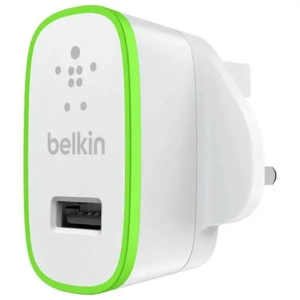 Belkin Boost UP Universal 3-Pin USB Home Charger 12W 2.4AMP - White