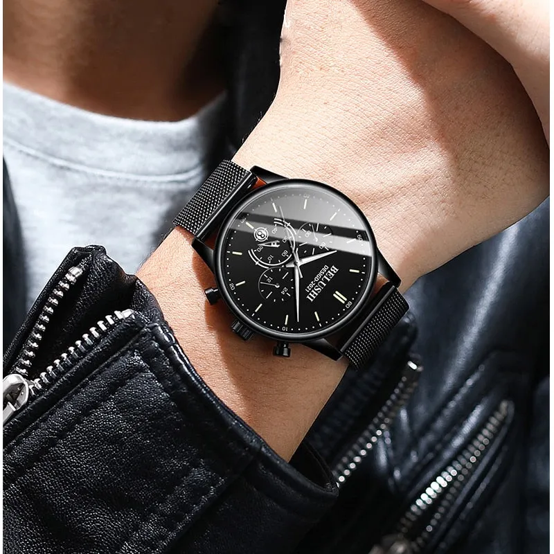 BELUSHI 2023 New Fashion Mens Watches Top Luxury Brand Sport Quartz Luminous Waterproof Chronograph Wristwatch Mens Watches