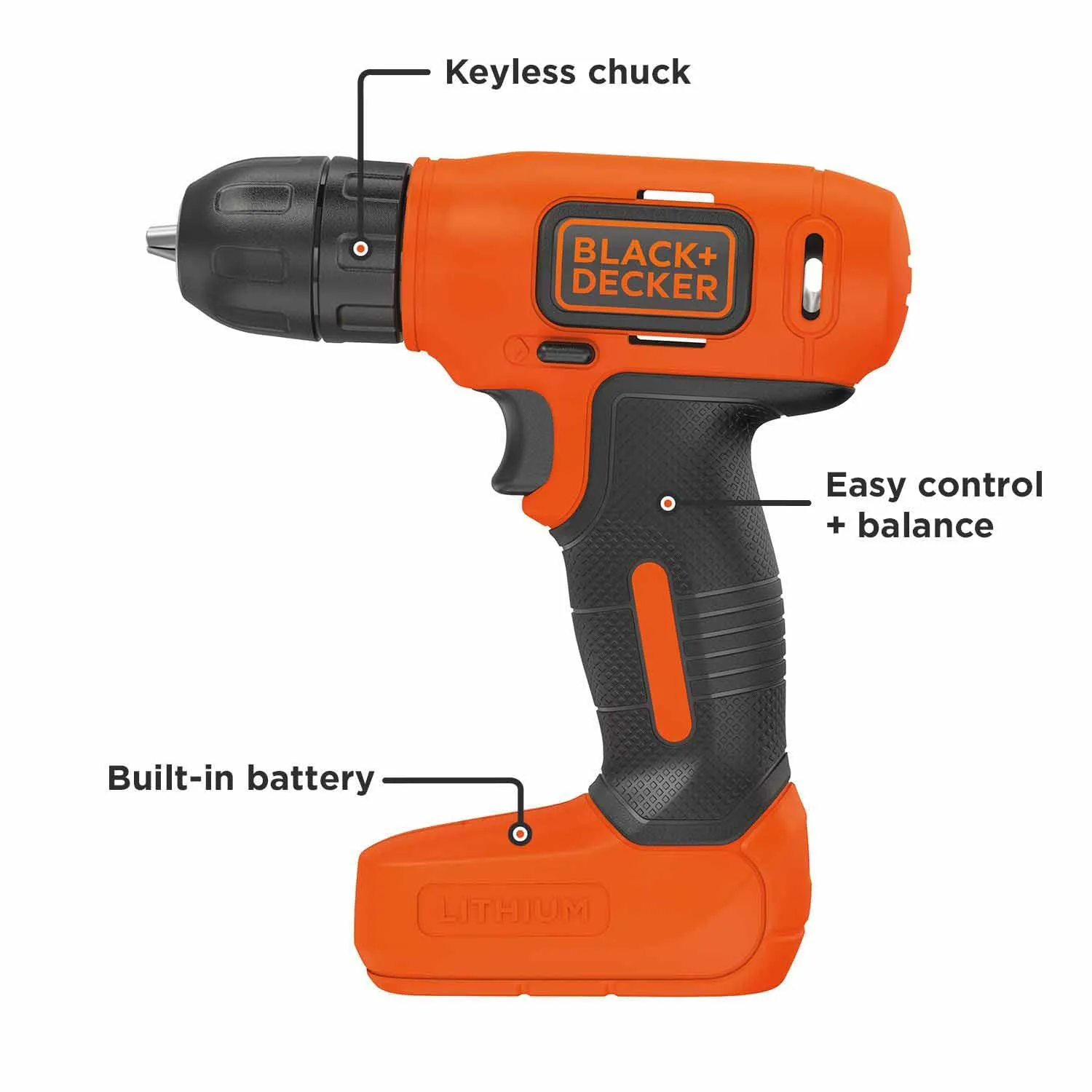 Black & Decker BDCD8C 8-Volt Lithium Ion (Li-ion) 3/8-in Cordless Drill with Battery