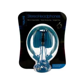 Blue Foldable Stereo Headphones with Microphone & Remote ( Case of 3 )