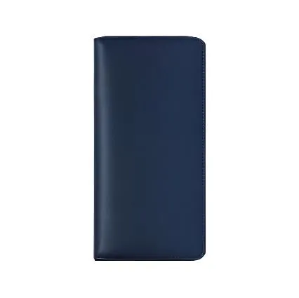 Blue Leather Zipper Folder Wallet