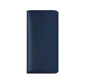 Blue Leather Zipper Folder Wallet