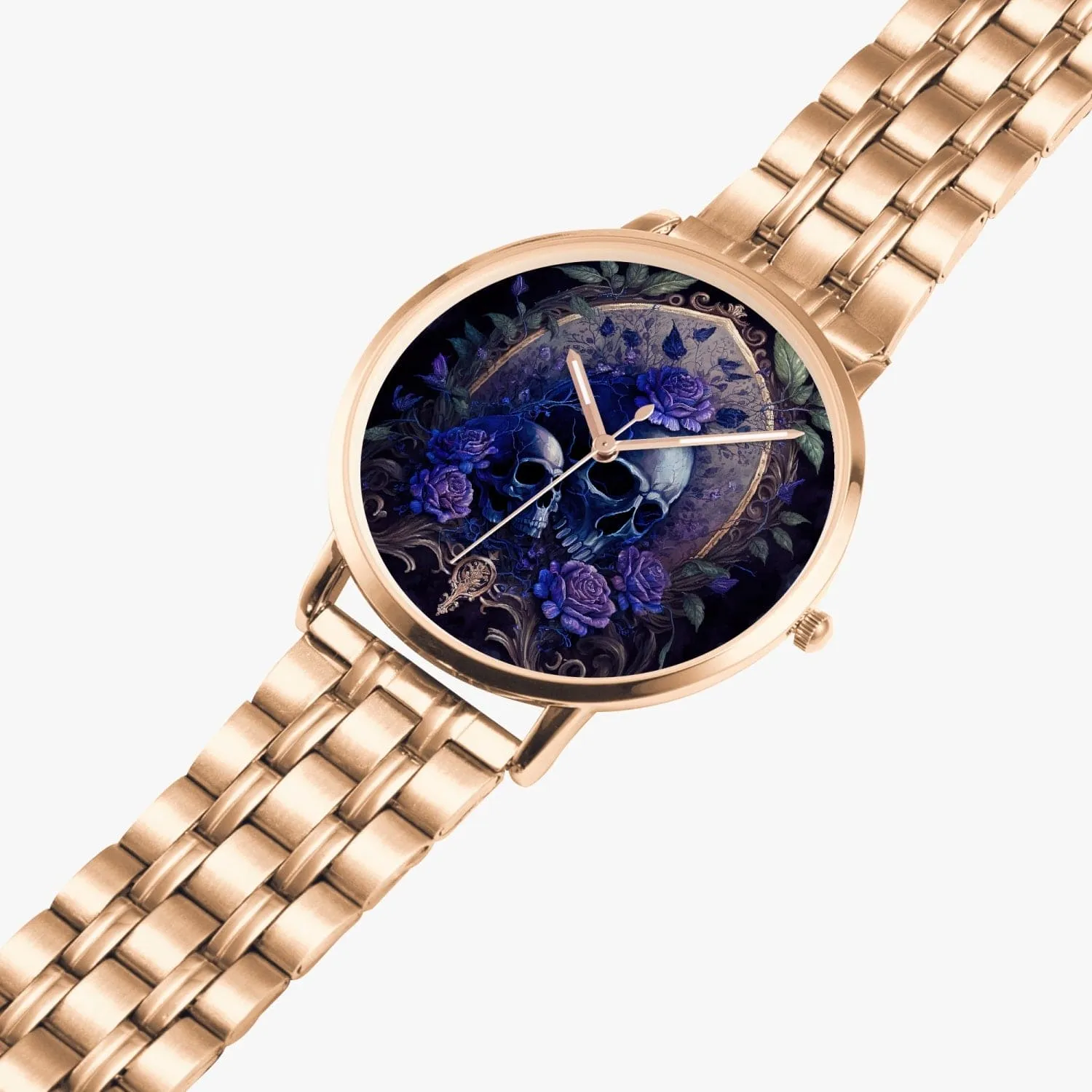 Blue Skulls Floral Instafamous Steel Strap Quartz watch 3 Colors