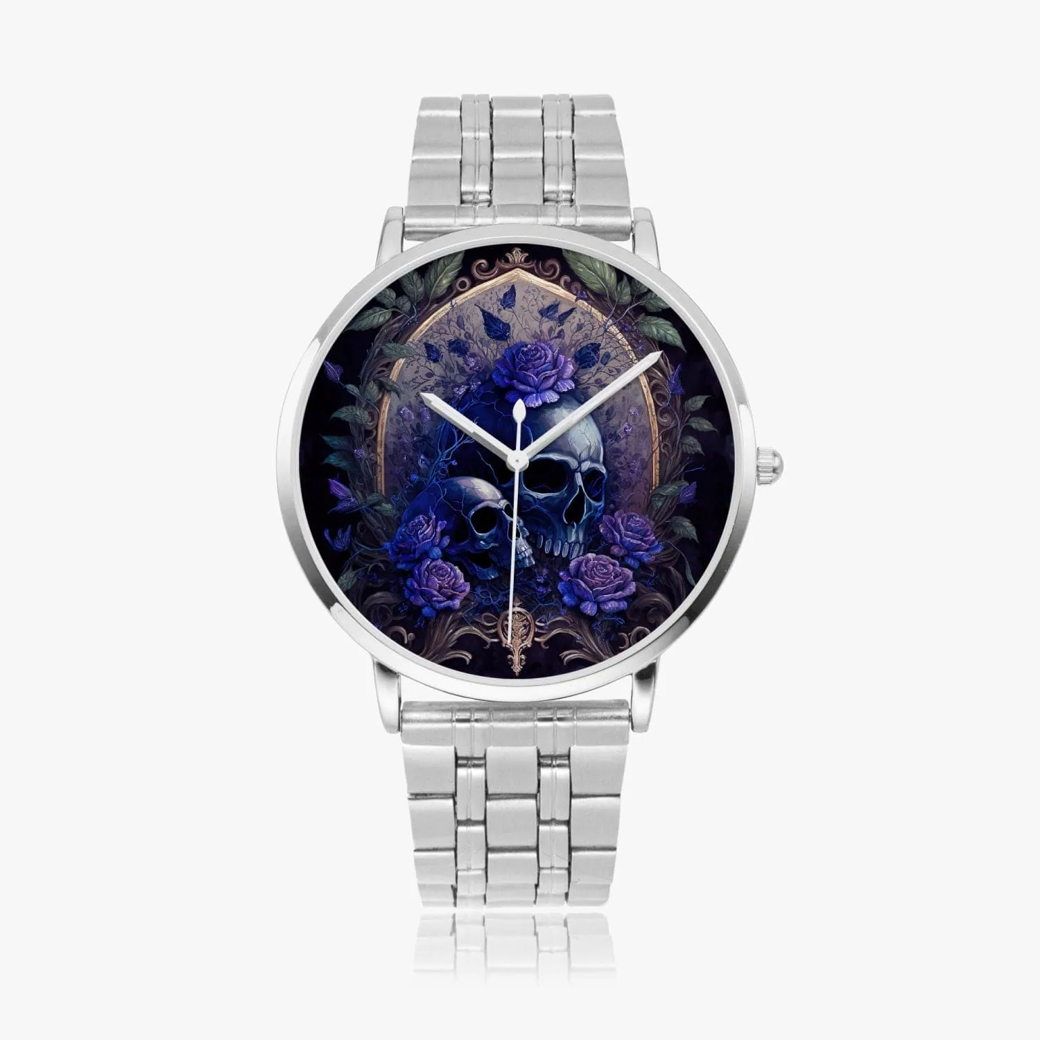 Blue Skulls Floral Instafamous Steel Strap Quartz watch 3 Colors