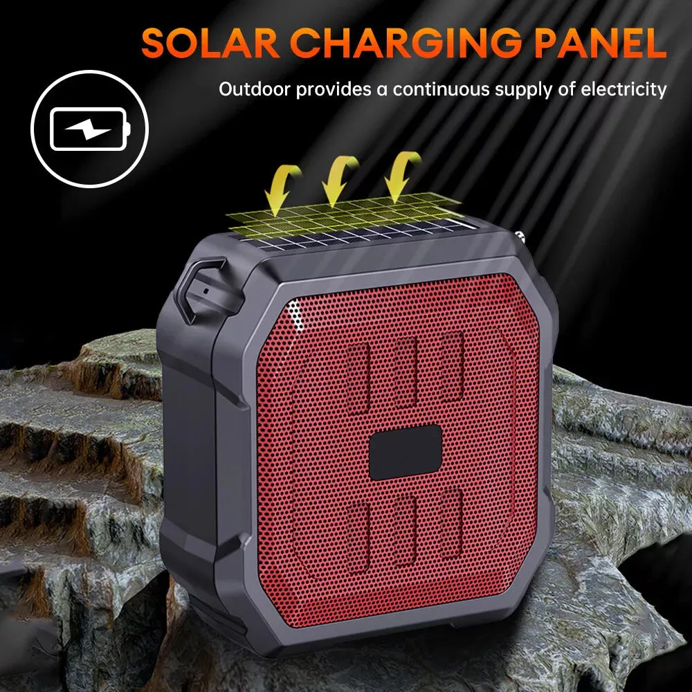 Bluetooth Speaker with Solar Flashlight and FM Radio