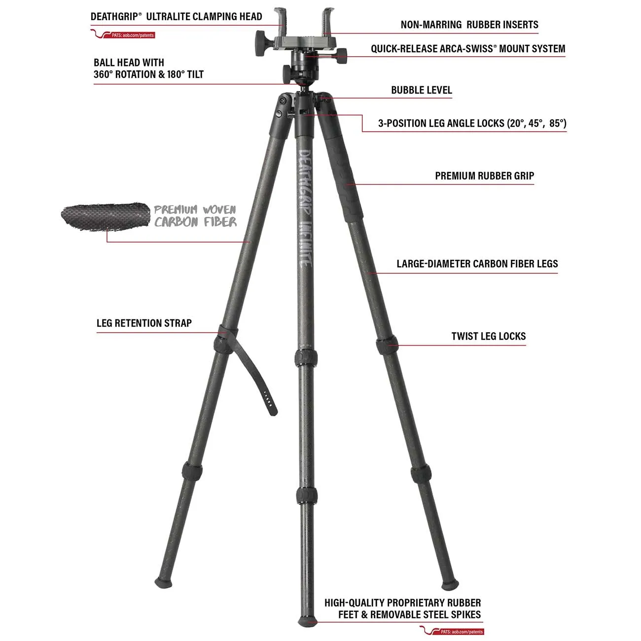 Bog Deathgrip Infinite Carbon Fiber Tripod With Heavy Duty Construction 360 Degree Ball Head