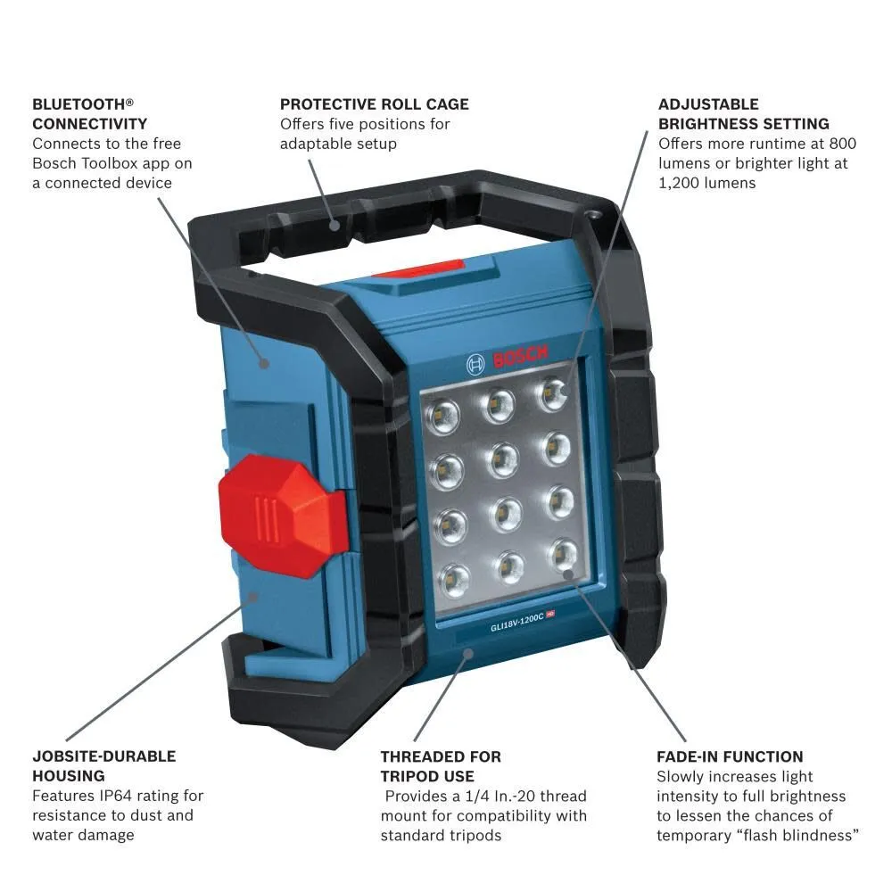 Bosch GLI18V-1200CN 18V Connected LED Floodlight (Bare Tool)