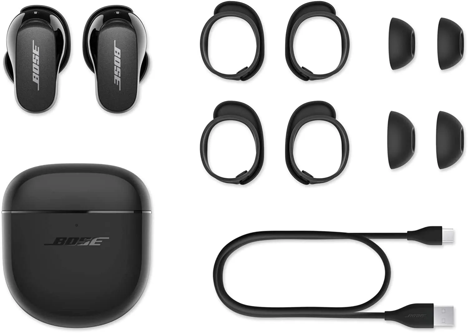 Bose QuietComfort Earbuds II, Wireless, Bluetooth , Noise Cancelling, Triple Black 870730-0010