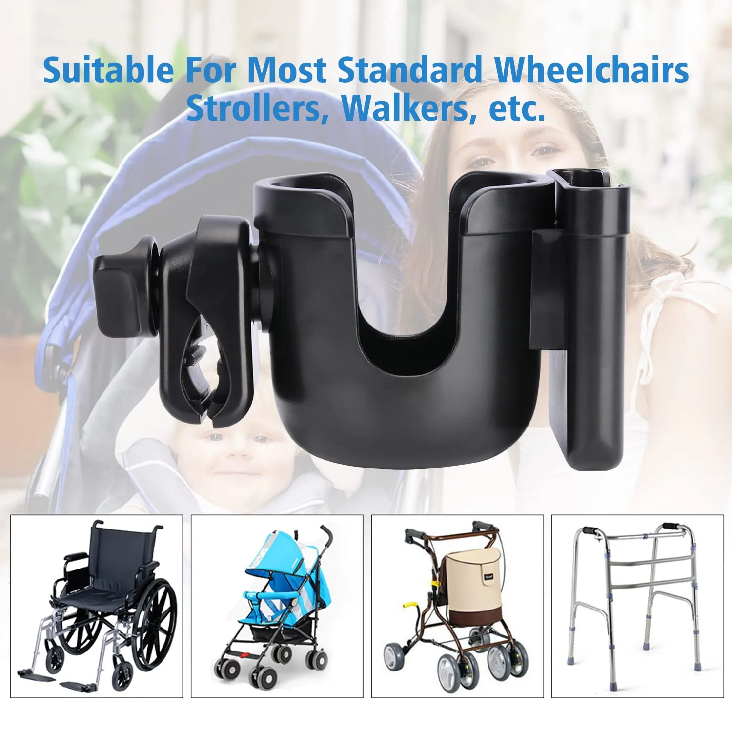 Bottle and Phone Holder Accessory for Stroller Walker Bike